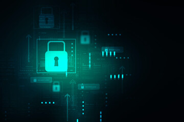 2d illustration Safety concept: Closed Padlock on digital background