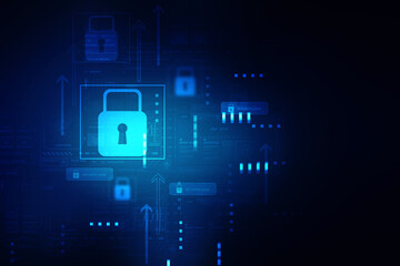 2d illustration Safety concept: Closed Padlock on digital background