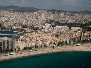 Wall Mural - barcelona aerial view helicopter tour