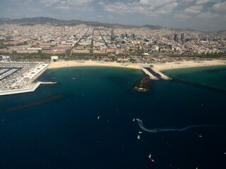 Wall Mural - barcelona aerial view helicopter tour