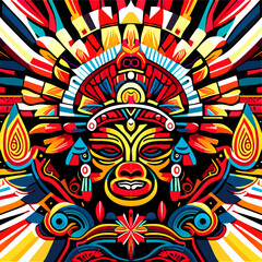 Wall Mural - Colorful tribal ethnic background. Vector illustration for your graphic design.