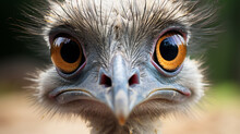 Close Up Of An Ostrich Head Looking Straight At The Camera