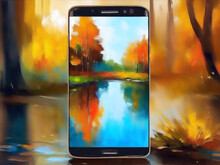 Still Life With A Modern Smartphone. Impressionism Style Oil Painting. Generative AI.