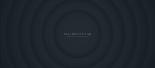 Expanding Concentric Circles 3D Vector High-Tech Minimalistic Dark Grey Abstract Background. Blurred Pulsing Lines Layered Dynamic Three Dimensional Structure Conceptual Wide Minimalist Art Wallpaper