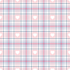 Wall Mural - heart seamless pattern. repeating plaid tartan pink color. check design for prints. repeated scottis