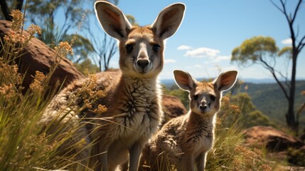 Wall Mural - kangaroo in the grass