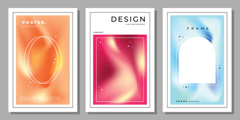 Canvas Print - Colorful vibrant gradient mesh background template copy space set. Orange, red, and blue aesthetic colour gradation backdrop for poster, banner, brochure, leaflet, magazine, flyer, or cover.