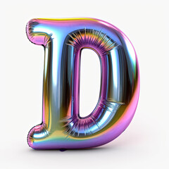 Wall Mural - Silver metallic mylar colorful balloon letter d