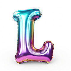 Wall Mural - Silver metallic mylar colorful balloon letter L