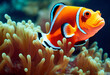 orange nice colorful small clownfish fish, generative AI