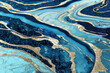 Golden and blue acrylic color liquid ink swirl abstract background with ravishing turbulence wavy pattern and detailed texture by Generative AI.