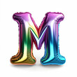 Silver metallic mylar colorful balloon letter M