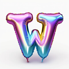 Silver metallic mylar colorful balloon letter W