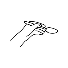Vector Illustration Of A Hand Holding A Spoon