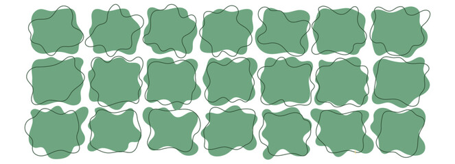 Wall Mural - organic amoeba blob shape abstract green color with line vector illustration isolated on transparent