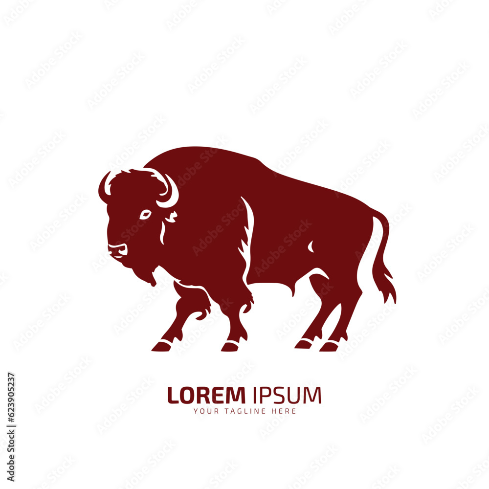 bull logo icon silhouette bison, ox logo symbol style bull vector ...