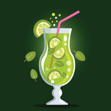 cocktail with lime mojito, summer viber 