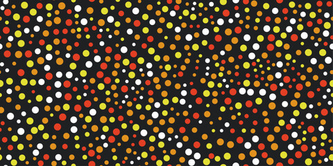 Poster - Dots on a black background. Vector pattern of dots scattered over the surface. For prints and seamless coverings such as wallpapers, cushions, packaging.