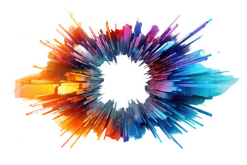 Wall Mural - colorful geometric portals slicing through a swirling supernova, abstract shape isolated on a transp