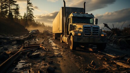 Wall Mural - big truck accident