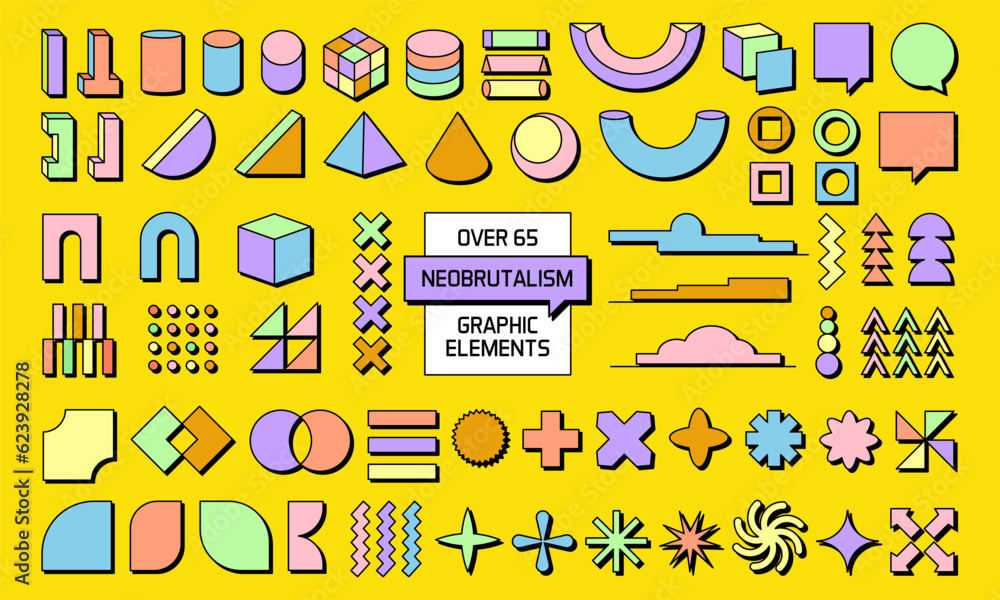 Set of trendy modern geometric shapes inspired by different art styles ...