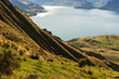 Looking down over Lake Hawea from the upper slopes of the Isthmus Peak walk