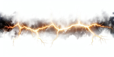 lightning bolt in thundercloud transparent texture isolated - generative ai