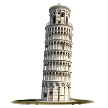 Leaning Tower Of Pisa . Isolated Object, Transparent Background