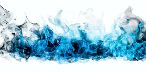 Wall Mural - blue fire flame with smoke transparent texture isolated - generative ai
