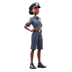 Wall Mural - 3D Illustration of a female police officer with a white background