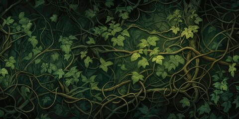 Twisting vines and leaves intertwine, creating a lush and enchanting nature-inspired texture background. Generative AI