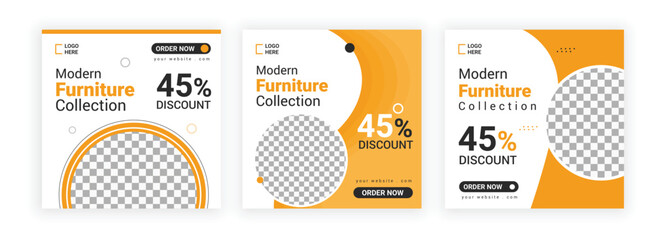 Wall Mural - social media post for furniture design templates banner