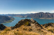 Looking down over Lake Hawea from near the summit of the  Isthmus peak hiking track near the Neck