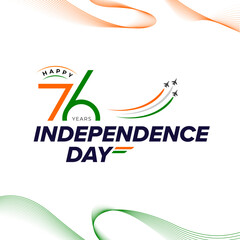 Wall Mural - 76th Happy Indian Independence Day Typographic design vector illustration