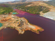 Extraction of nickel open pit. Quarry and polluted lake. Mindanao, Philippines.