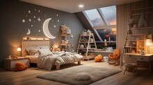 Child Bedroom With Play Area,table,pillow,toys