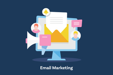 Wall Mural - reaching out people with email marketing, sending business message drip campaign internet technology