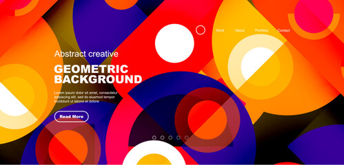 simple circles and round elements pattern. minimalist design geometric landing page. creative concep