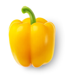 Canvas Print - Yellow pepper isolated. Fresh Bulgarian pepper on a transparent background, top view.