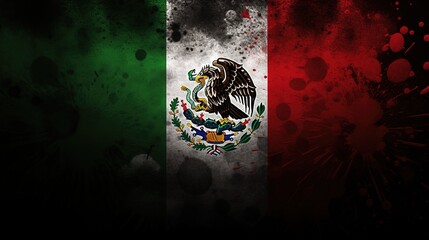 Illustrations and icons of the Mexican flag and the celebration of the holiday in the context of Mexico's Independence Day,AI generated.