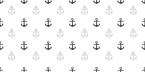 Wall Mural - black white anchor seamless pattern