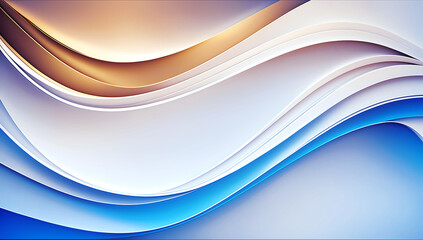 Wall Mural - Abstract blue and creamy soft illustration with wavy forms. Elegance composition. AI generated.