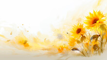 Watercolor Painting Of Sunflowers Isolated On White Background. Digital Art Painting.AI Generated