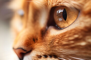 macro close up of a ginger cat eye, made with generative ai