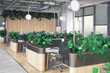 canvas print picture - Offene Büroarchitektur unter Berücksichtung der Nachhaltigkeit bei der Wahl der Materialien und der Raumgestaltung (Entwurf) - 3D Visualisierung