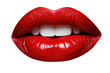 red lips isolated on transparent background. Kiss .