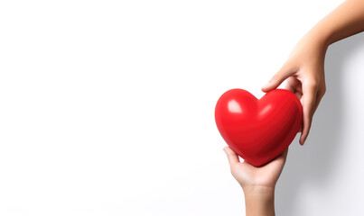 Wall Mural - Hand giving red heart , charity symbol