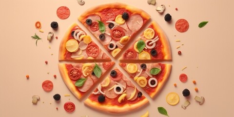 Wall Mural - Pizza with ingredients top view.