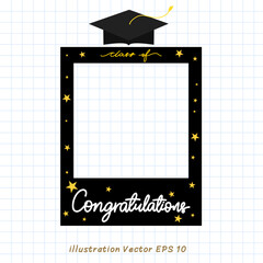 Wall Mural - Frame with Graduation cap and graduation certificate and congratulations on checkered paper,Flat Modern design ,Vector illustration EPS 10