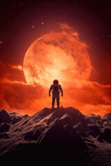 a lone astronaut is standing on a desolate planet. generative ai